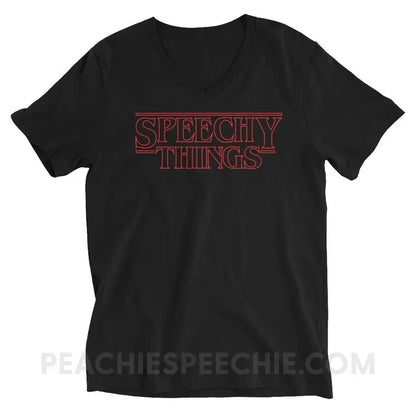 Speechy Things Soft V-Neck - Black / S - T-Shirts & Tops peachiespeechie.com