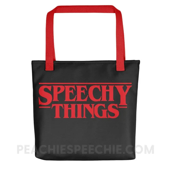 Speechy Things Tote Bag - Red - Bags peachiespeechie.com