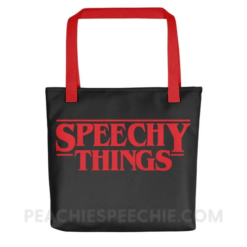 Speechy Things Tote Bag - Red - Bags peachiespeechie.com