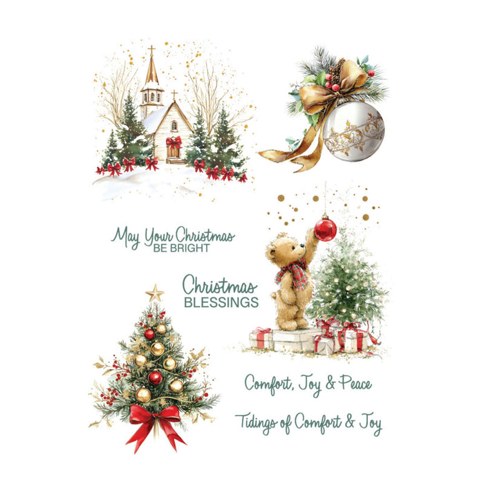 Spellbinders - Rub-ons - Joyful Season. Images include Holiday Tree, Presents, Bird...etc. Available at Embellish Away located in Bowmanville Ontario Canada.