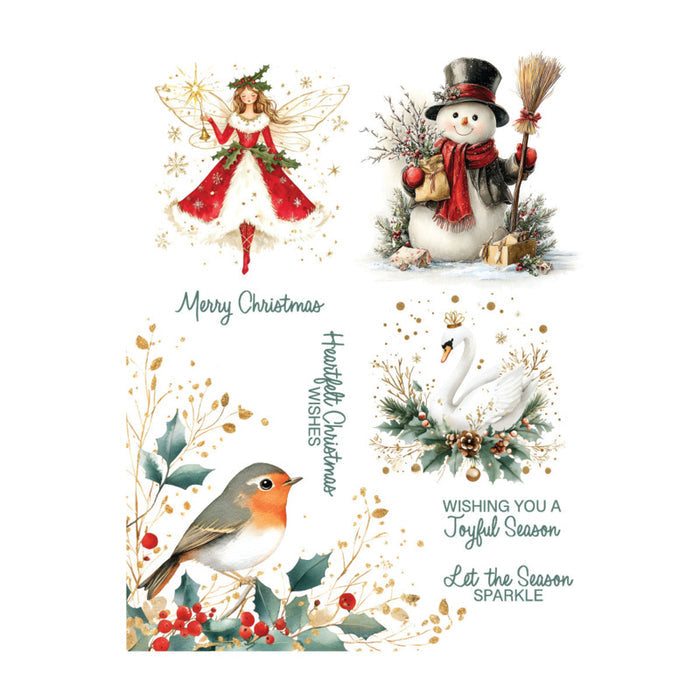 Spellbinders - Rub-ons - Joyful Season. Images include Holiday Tree, Presents, Bird...etc. Available at Embellish Away located in Bowmanville Ontario Canada.