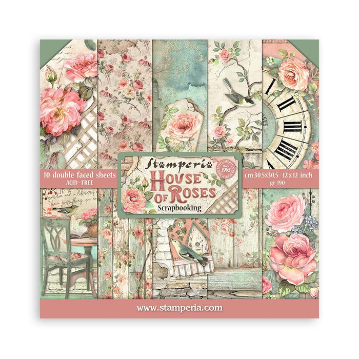 Stamperia - 12"X12" - Paper Pad - House of Roses. Includes 10 double faced sheets. Available at Embellish Away located in Bowmanville Ontario Canada.