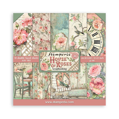 Stamperia - 12"X12" - Paper Pad - House of Roses. Includes 10 double faced sheets. Available at Embellish Away located in Bowmanville Ontario Canada.