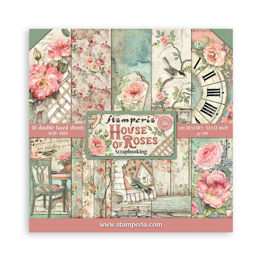 Stamperia - 12"X12" - Paper Pad - House of Roses. Includes 10 double faced sheets. Available at Embellish Away located in Bowmanville Ontario Canada.