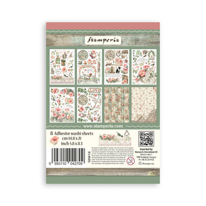 Stamperia - A5 Washi Pad - House of Roses. Includes 8 sheets. Available at Embellish Away located in Bowmanville Ontario Canada.