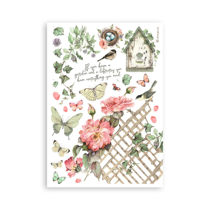 Stamperia - A5 Washi Pad - House of Roses. Includes 8 sheets. Available at Embellish Away located in Bowmanville Ontario Canada.