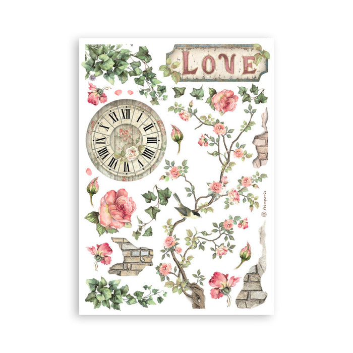 Stamperia - A5 Washi Pad - House of Roses. Includes 8 sheets. Available at Embellish Away located in Bowmanville Ontario Canada.