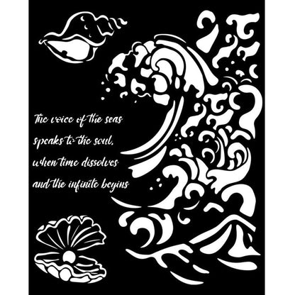 Stamperia - Stencil Selection - Silent Sea (8pc). Available at Embellish Away located in Bowmanville Ontario Canada.