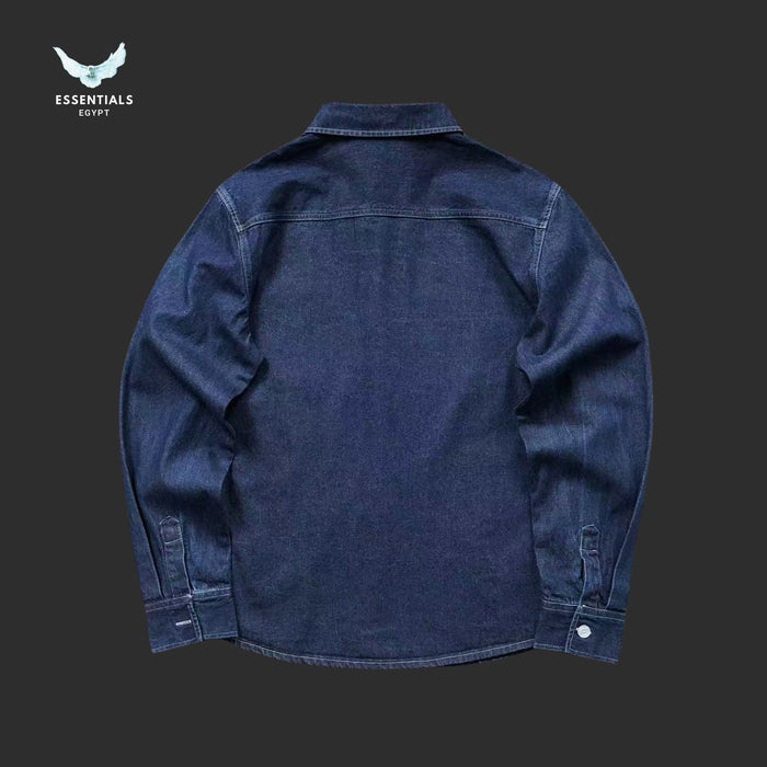 Front view of Stussy Chore Denim Shirt in washed blue denim