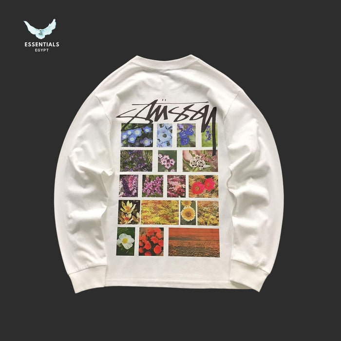 Stussy Flower Grid Pigment Dyed Long-Sleeve Tee