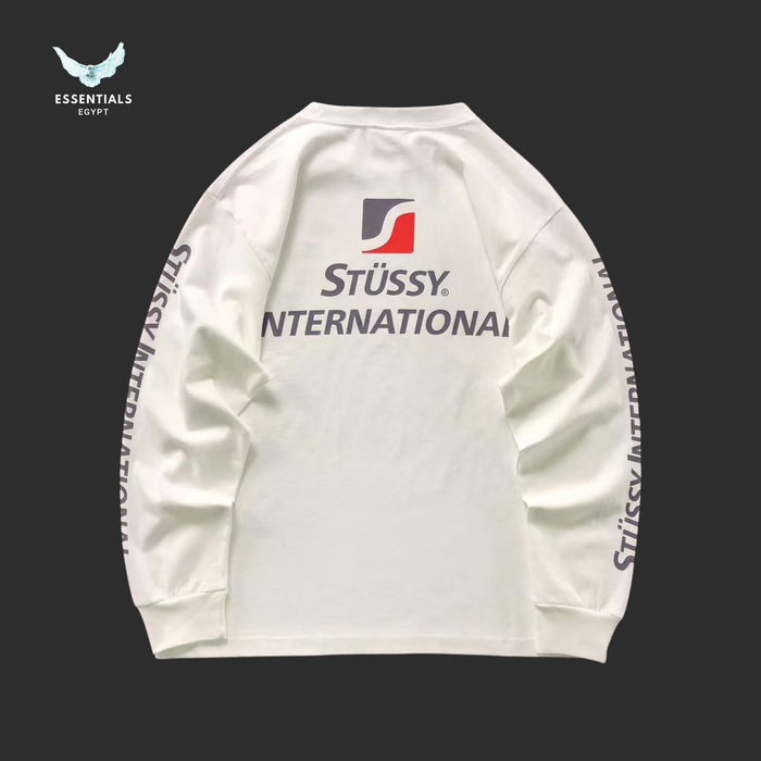 Back view of Stussy International shirt with bold logo graphic