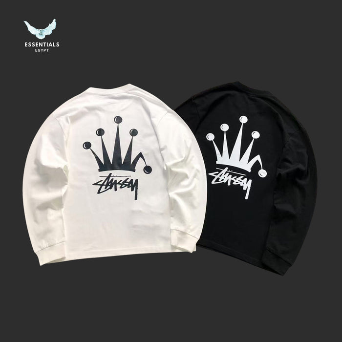 Stussy Regal Crown Pigment Long Sleeve in white with large back crown graphic