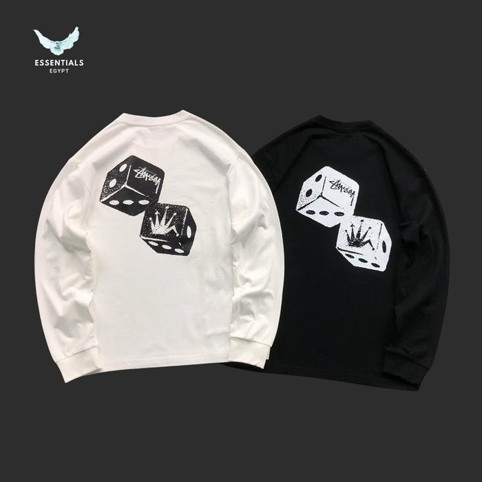 Stussy Shakers sweatshirt in white with large dice back graphic