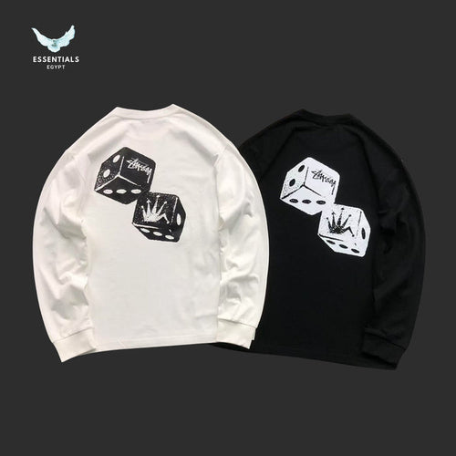 Stussy Shakers sweatshirt in white with large dice back graphic