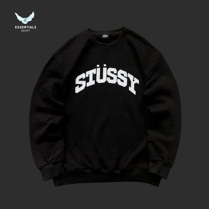 Stussy spellout crewneck sweatshirt in black with white chest print
