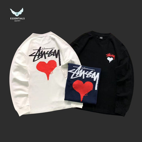 Stussy Stock Heart long sleeve sweatshirt in white with large back heart graphic