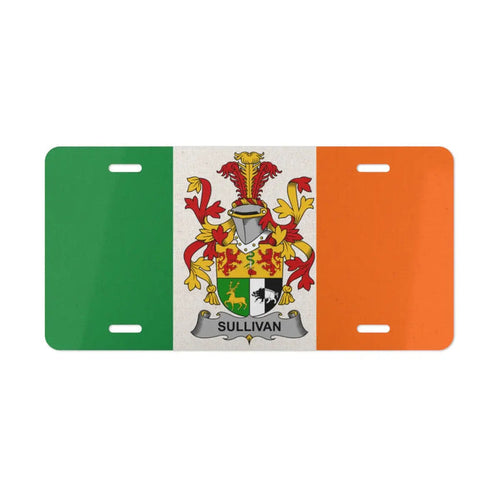 Sullivan Irish Family Crest novelty license plate with Irish tricolor
