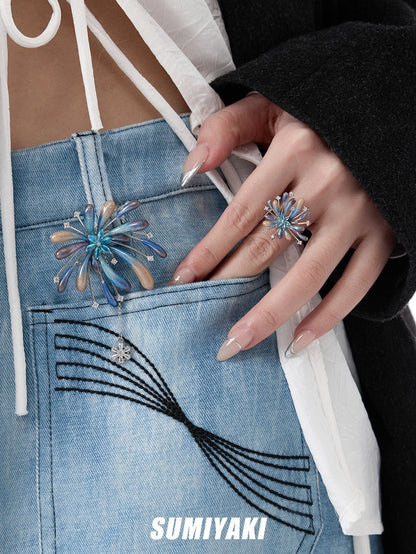 SUMIYAKI Fireworks Collection Unique Handmade Brooch T4742