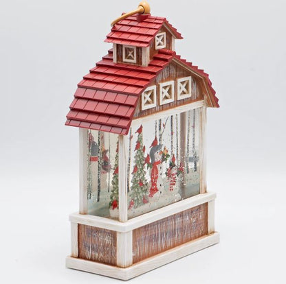 Swirl Barn with Snowman