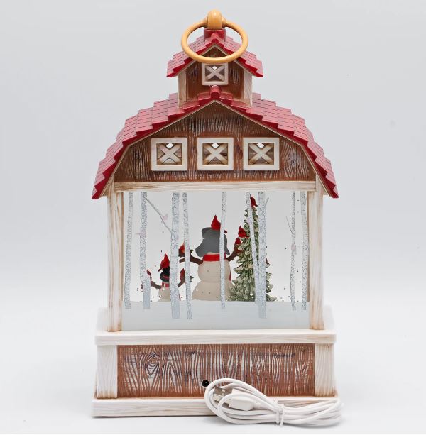 Swirl Barn with Snowman