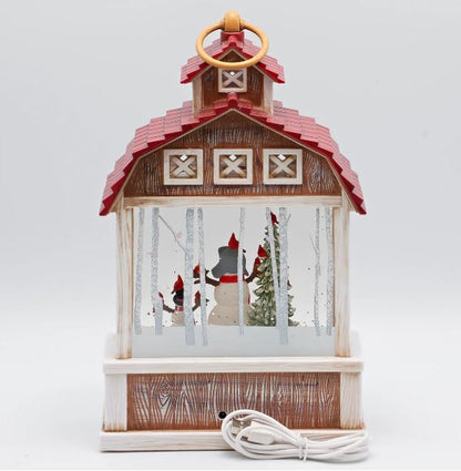 Swirl Barn with Snowman
