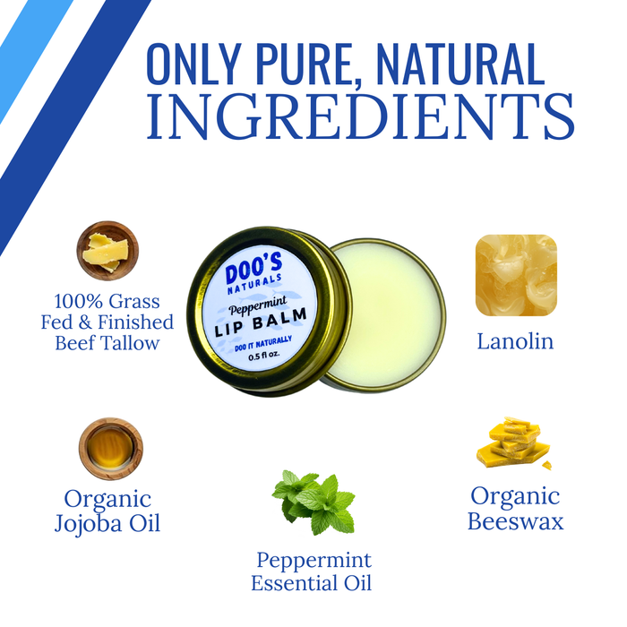 Tallow & Beeswax Lip Balm — Natural Lip Balm | No Petroleum | Clean Ingredients | Doo's Naturals