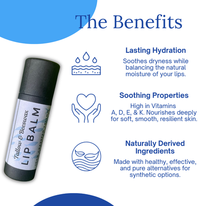 Tallow & Beeswax Lip Balm — Natural Lip Balm | No Petroleum | Clean Ingredients | Doo's Naturals