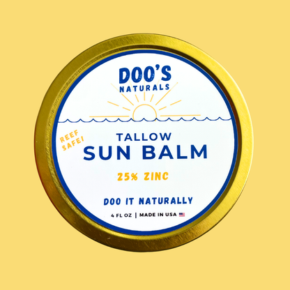 Tallow & Zinc Sun Balm — Reef Safe Mineral Sunscreen | Non-Nano Zinc | SPF ~40 | Kids Safe | Doo's Naturals