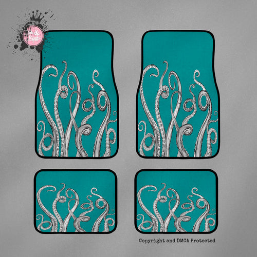 Teal Octopus Tentacle Car Mats