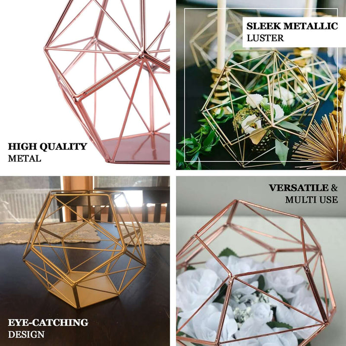 Rose gold geometric decor piece, perfect for versatile and stylish arrangements.