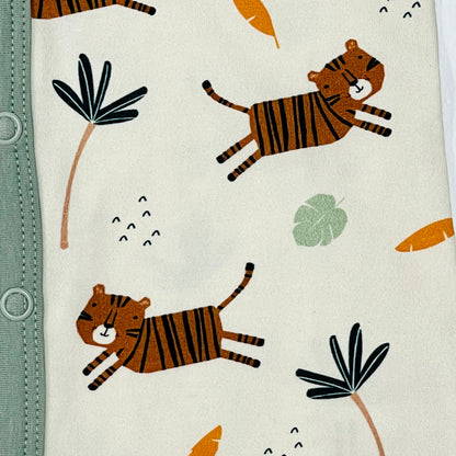 Tiger Button Front Short Romper (Organic Jersey)