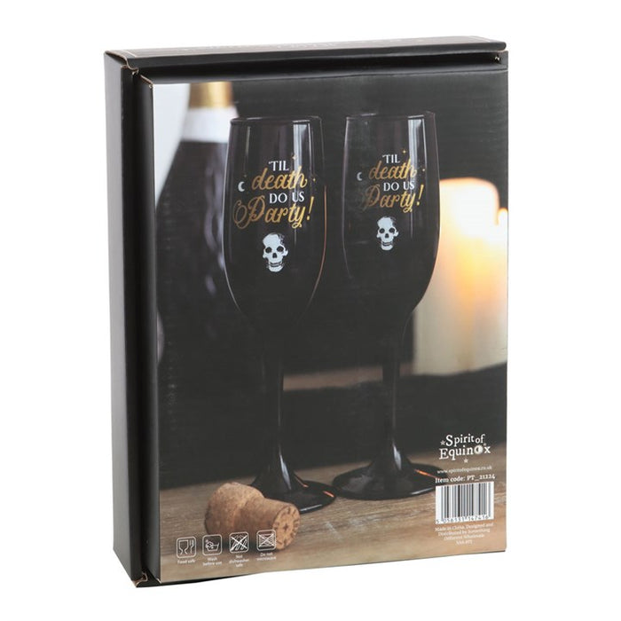 boxed til death do us party champagne flute set presented ready for giftin