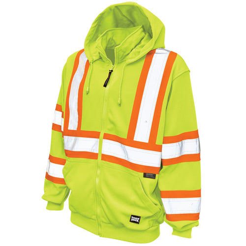Tough Duck Men's Fleece Unlined Safety Hoodie Sweatshirts & Hoodies Tough Duck Fluorescent Green 2XL Reg