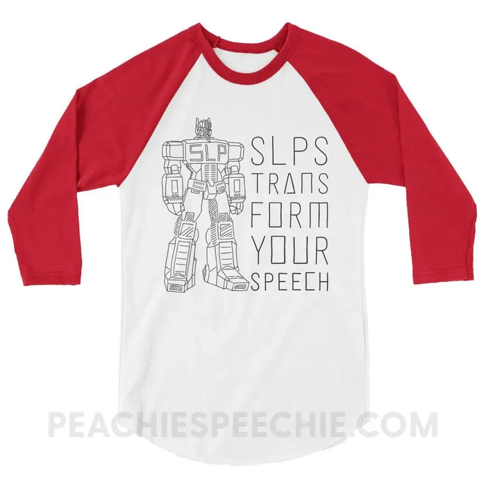 Transform Speech Baseball Tee - White/Red / XS - T-Shirts & Tops peachiespeechie.com