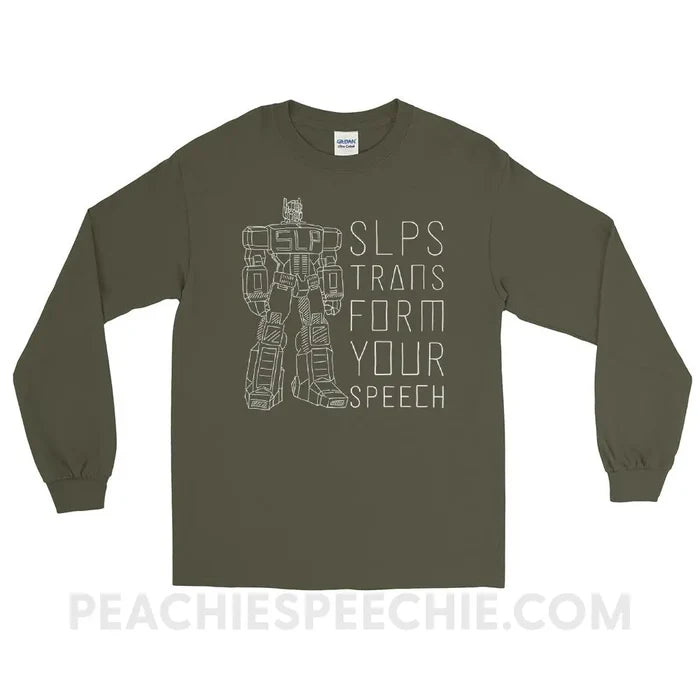 Transform Speech Long Sleeve Tee - Military Green / S - T-Shirts & Tops peachiespeechie.com