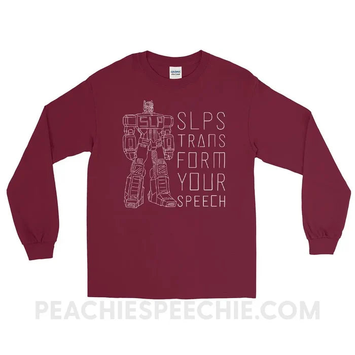 Transform Speech Long Sleeve Tee - Maroon / S - T-Shirts & Tops peachiespeechie.com