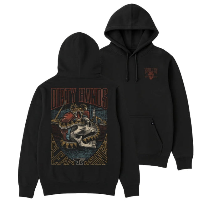 Troll Co. Men's "Dirty Hands Clean Money" Rattled Graphic Hoodie Sweatshirts & Hoodies Troll Co.