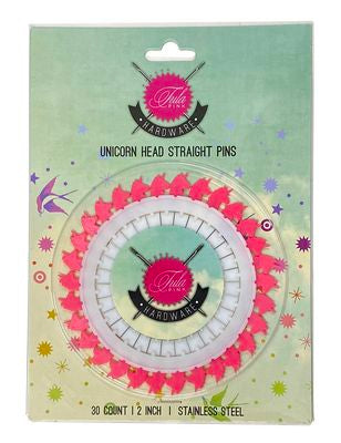 Tula Pink Unicorn Head Straight Pins 30 ct.