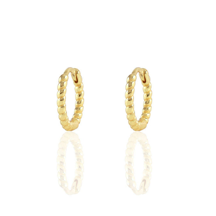 Twisted Hinged Huggie Hoop Earrings | 18K GV