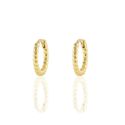 Twisted Hinged Huggie Hoop Earrings | 18K GV