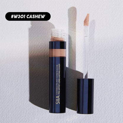 SIIA makeup ultimate fit concealer in shade w301 cashew with applicator wand for flawless coverage