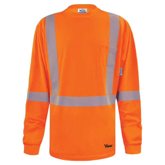 Viking Men's Bamboo Lined Safety Long Sleeve Shirt Work Shirts Viking Orange 2XL Reg