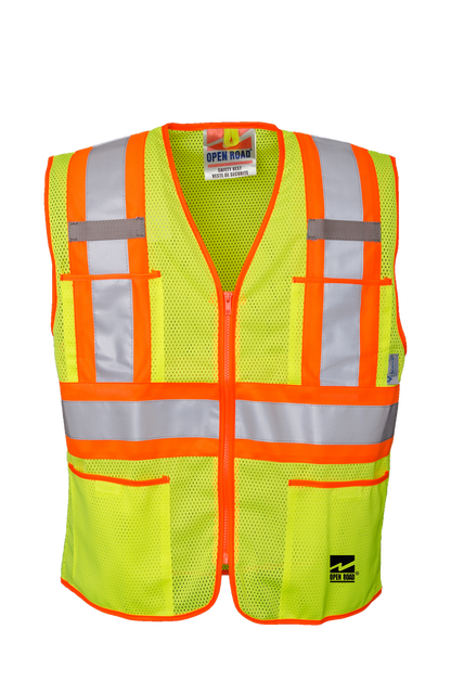 Viking Men's Open Road® Zipper Safety Vest_Green Vests Viking