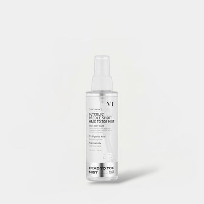 VT Cosmetics Glycolic Reedle Shot Head To Toe Mist 120ml بخاخ جليكوليك ريدل من في تي كوزماتيكس للوجه والجسم - Princess Cosmetics Qatar