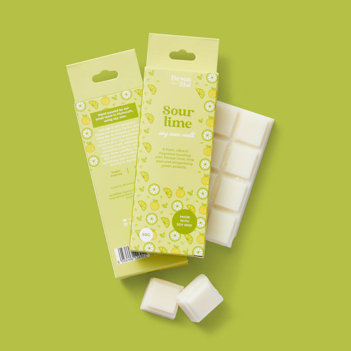 wax bar sour lime with persian lime, green accents, mandarin, refreshing citrus aroma