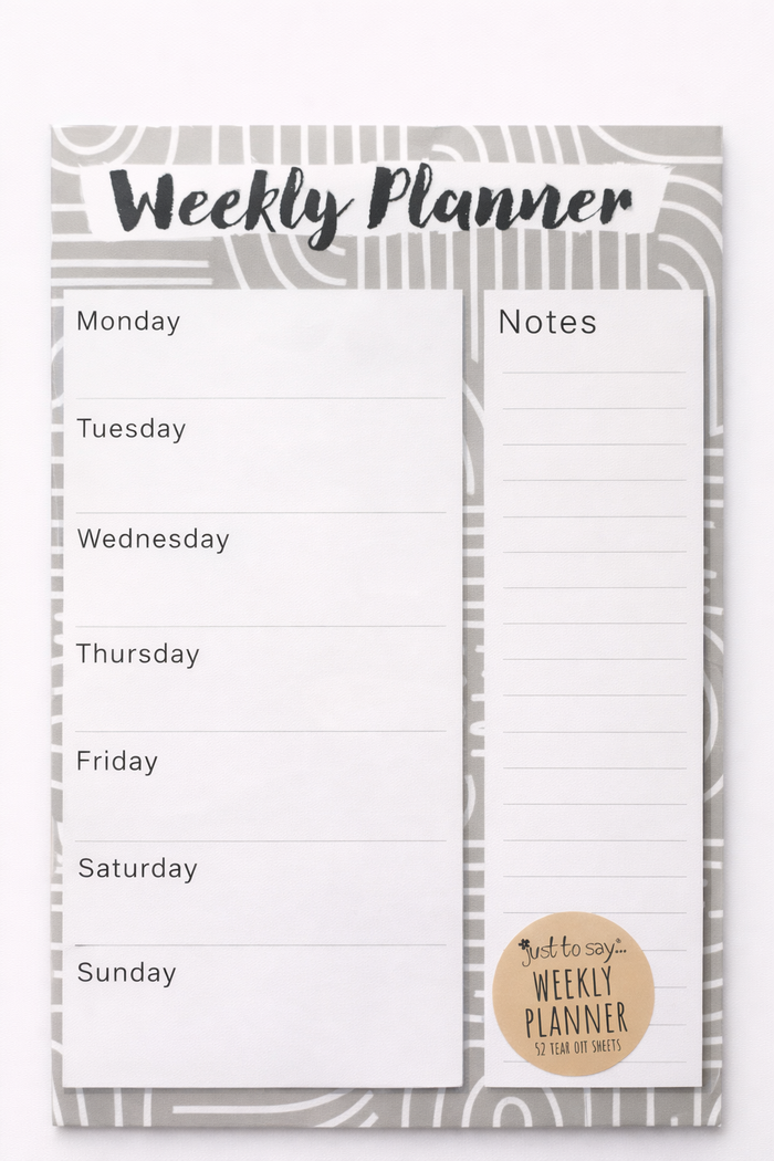 a4 weekly planner desk organiser showing different design option with spacious weekly sections