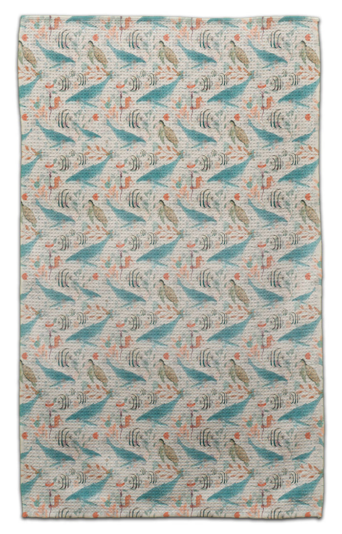 Whale & Fish Waffle Weave Towel - CJ Bella Co.