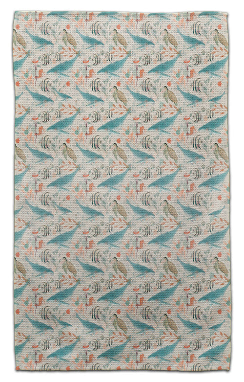 Whale & Fish Waffle Weave Towel - CJ Bella Co.