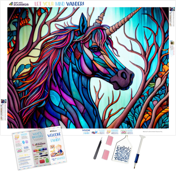 Whimsical Unicorn Stained Glass