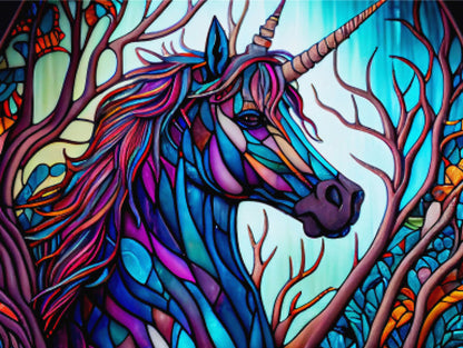 Whimsical Unicorn Stained Glass